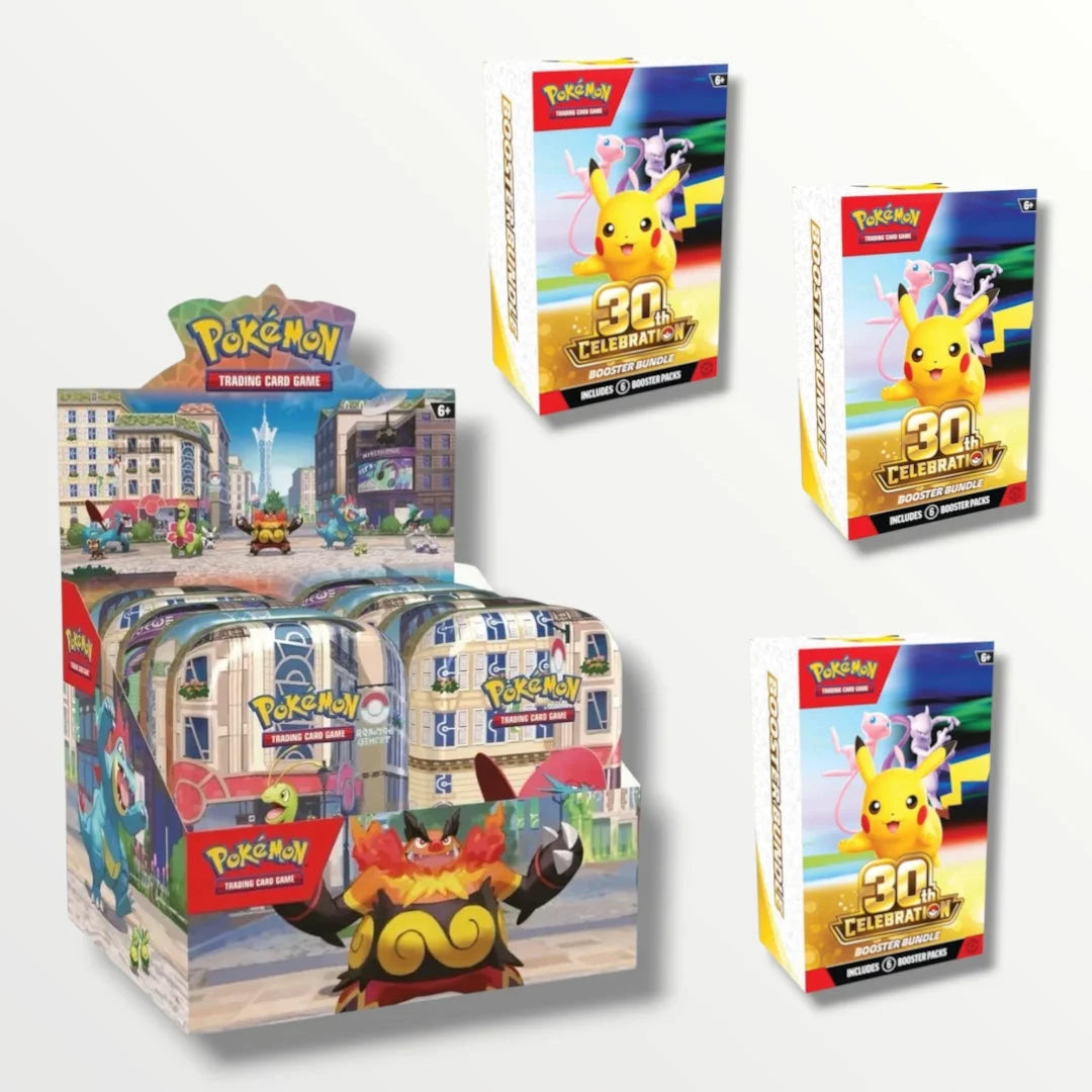 Pokémon TCG Bundle: 3× 30th Celebration Booster Bundle + Lumiose City Mini Tin Display (Italienisch) Pokémon
