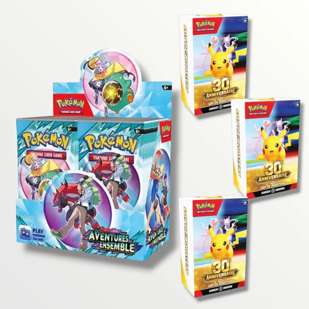 Pokémon TCG Bundle: 3× 30th Celebration Booster Bundle + Aventures Ensemble Booster Display (Französisch) Pokémon